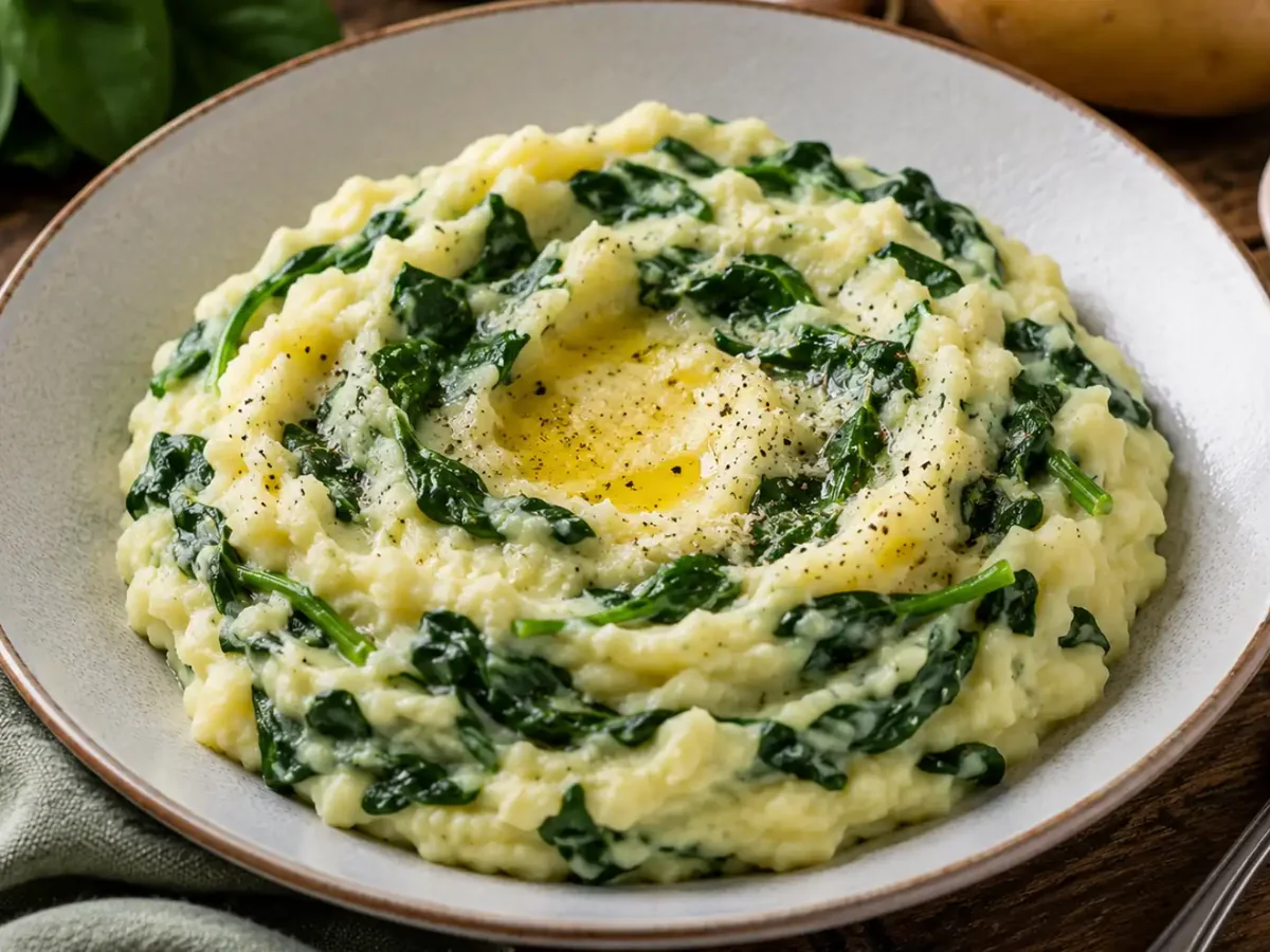 Kartoffelbrei mit Spinat – Cremiger Kartoffelbrei mit frischem Spinat